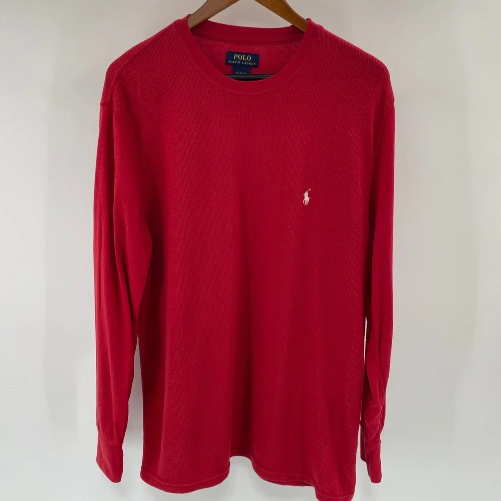 Polo Ralph Lauren Thermal Shirt Mens Extra Large Red Waffle Knit Outdoors Casual